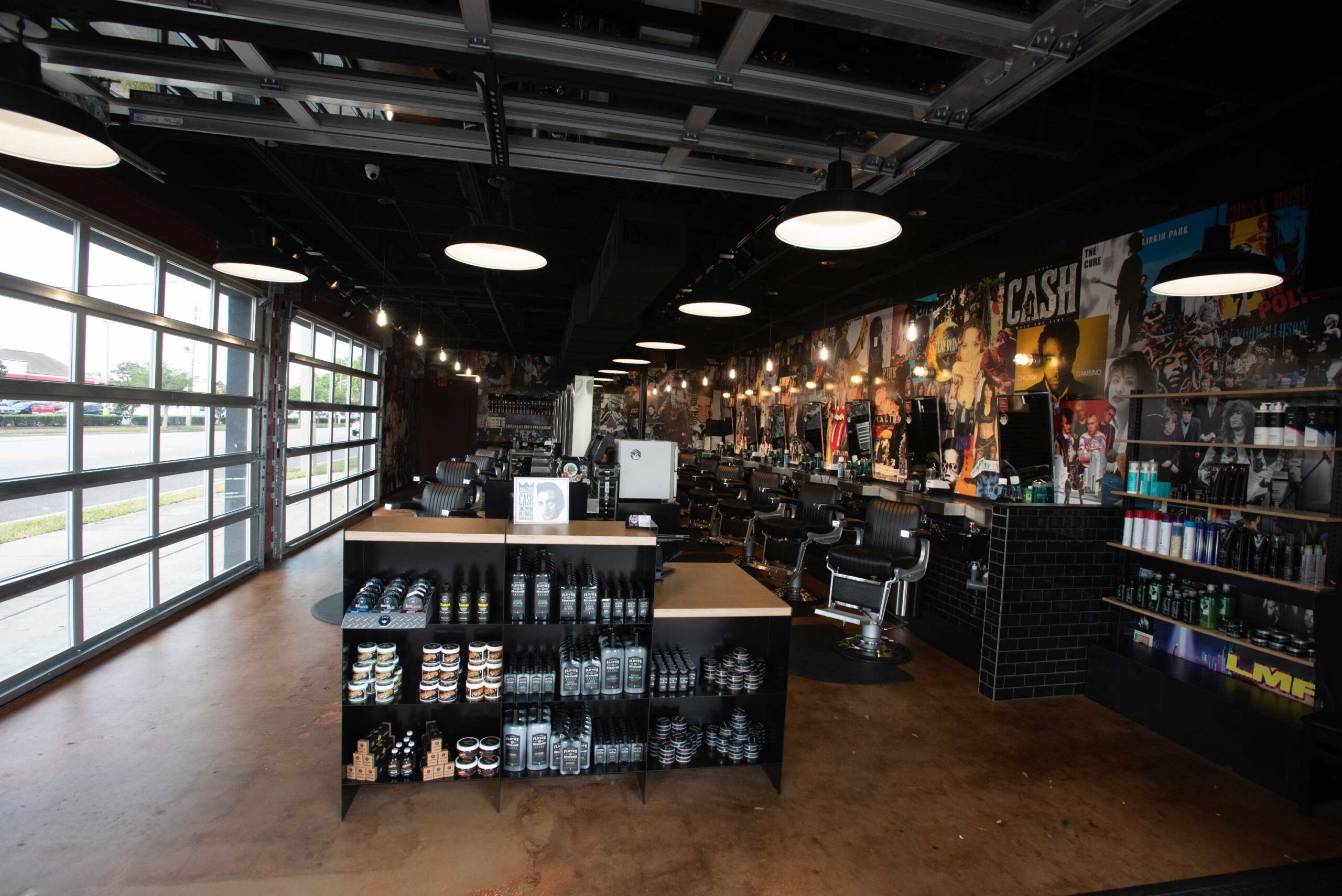 Floyd's Barbershop interior lobby and merchandise area