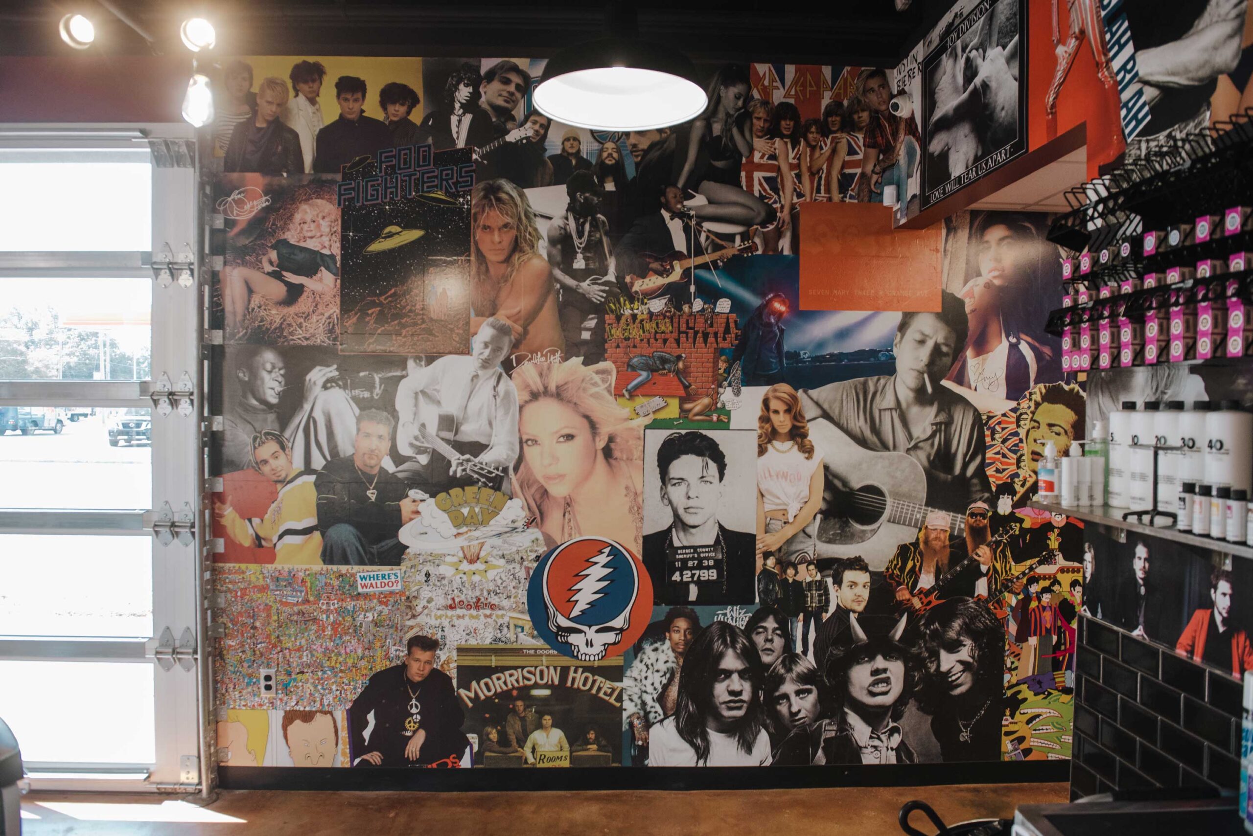 Floyd's Barbershop collage wall