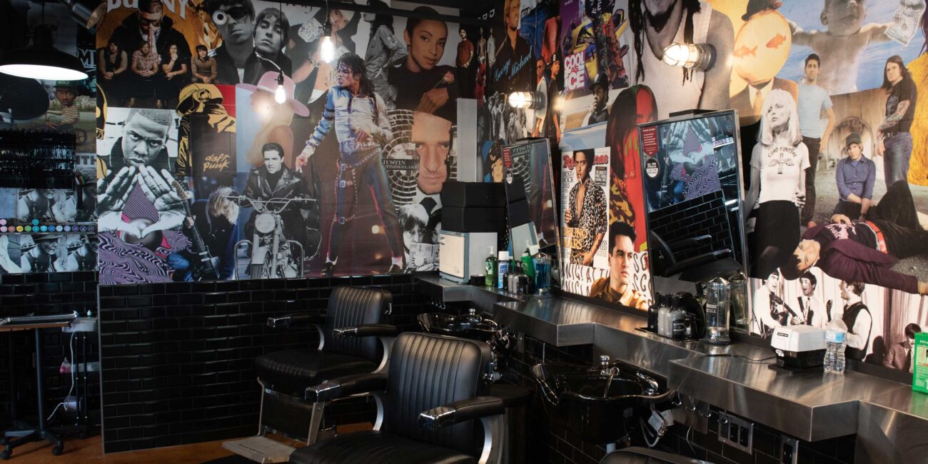 Floyd's Barbershop interior barber stations