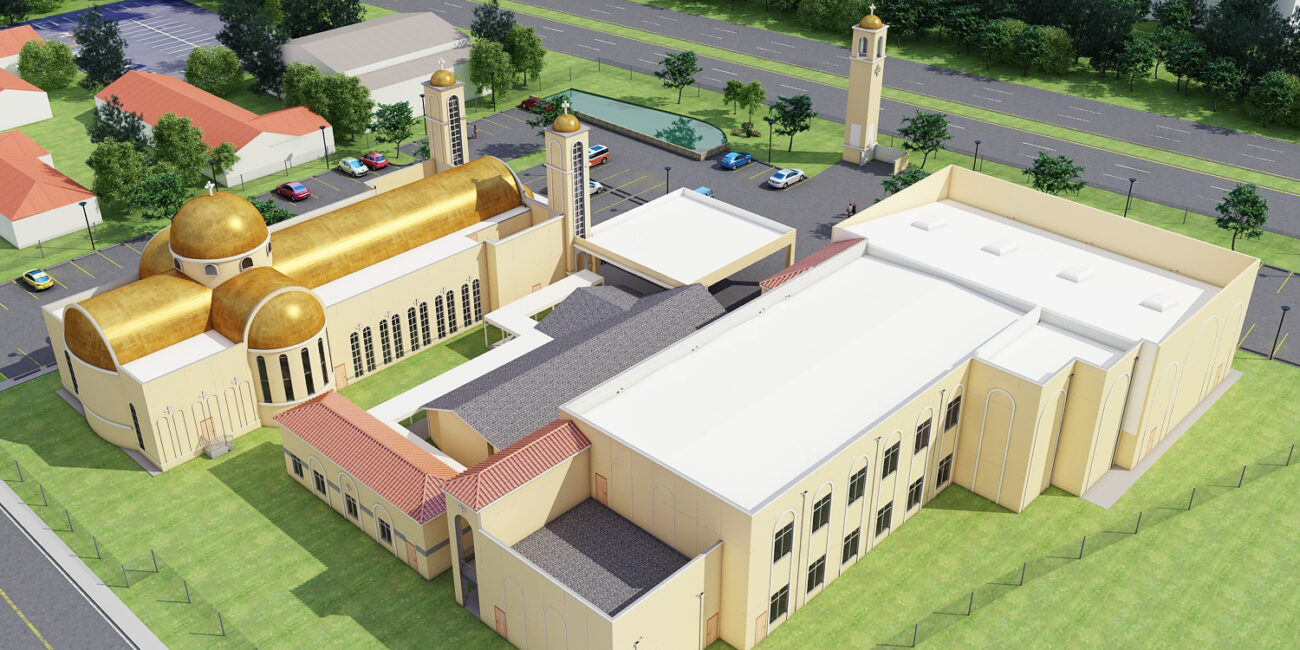 St. Anthony's Coptic Orthodox Church rendering of buildings aerial view
