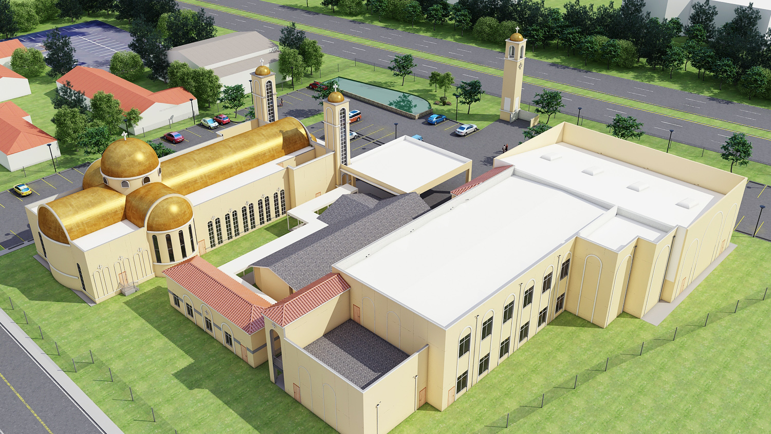 St. Anthony's Coptic Orthodox Church rendering of buildings aerial view